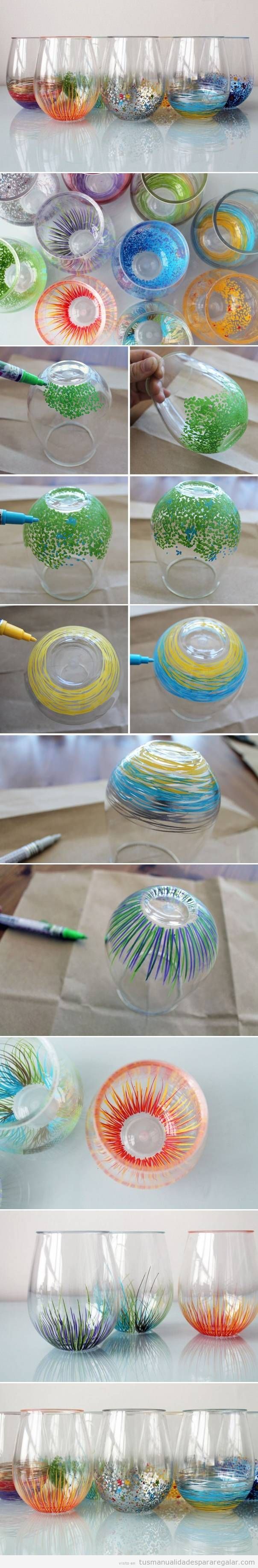 Tutorial decorar vasos con rotuladores de colores