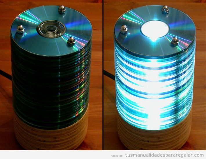 Lámpara DIY de DVDs antiguos