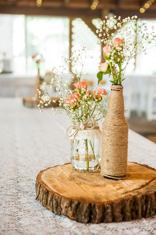Centro de mesa vintage con flores preservadas